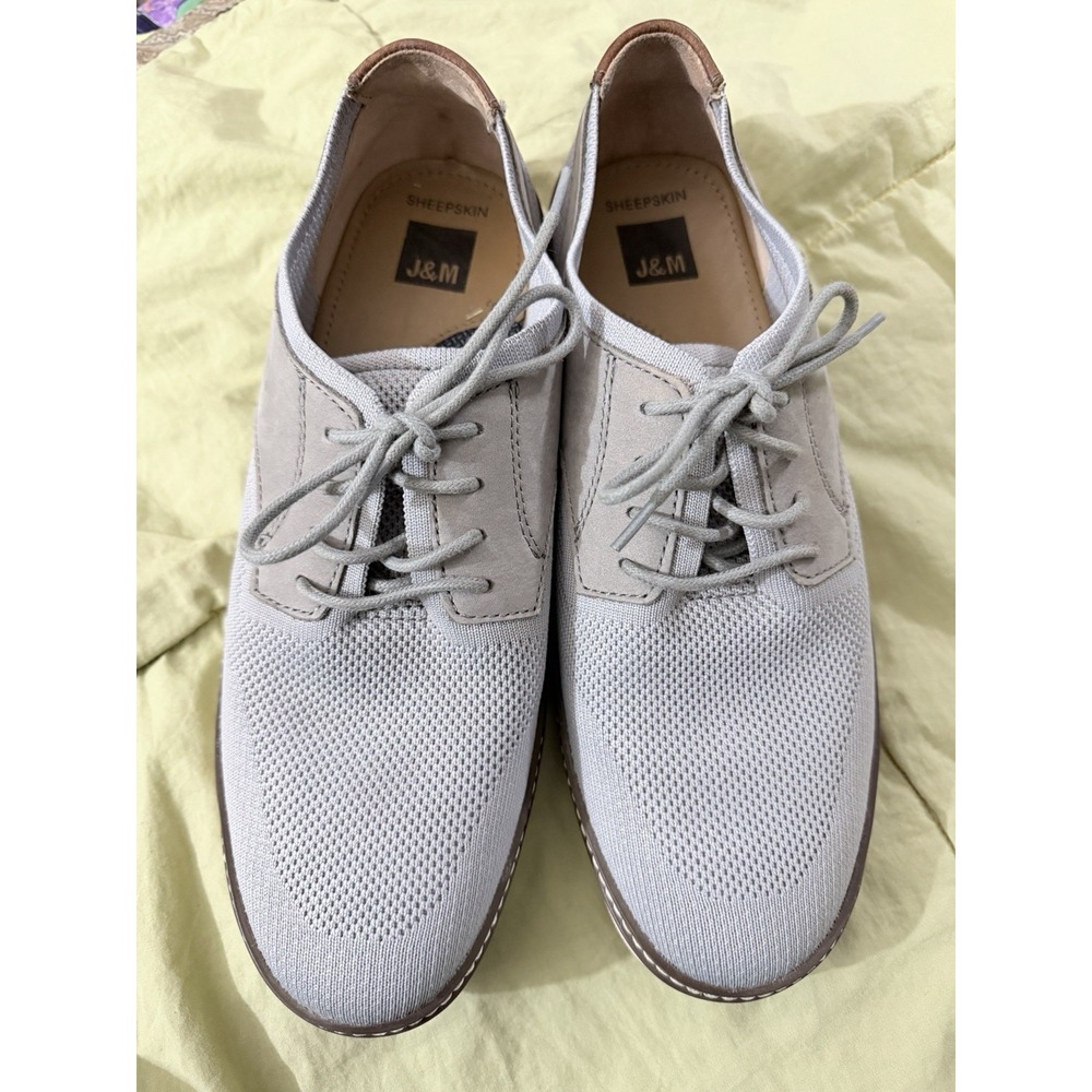 Men's Shoes Size 9.5 Johnston & Murphy Sheepskin Gray Knit Sneaker Used (252537)